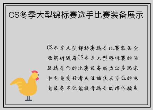 CS冬季大型锦标赛选手比赛装备展示