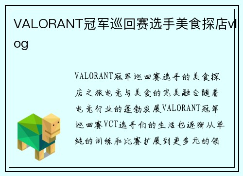 VALORANT冠军巡回赛选手美食探店vlog