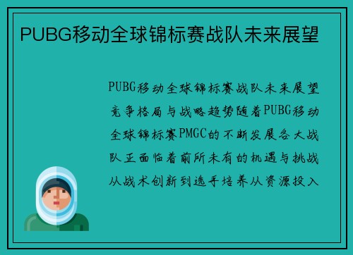 PUBG移动全球锦标赛战队未来展望